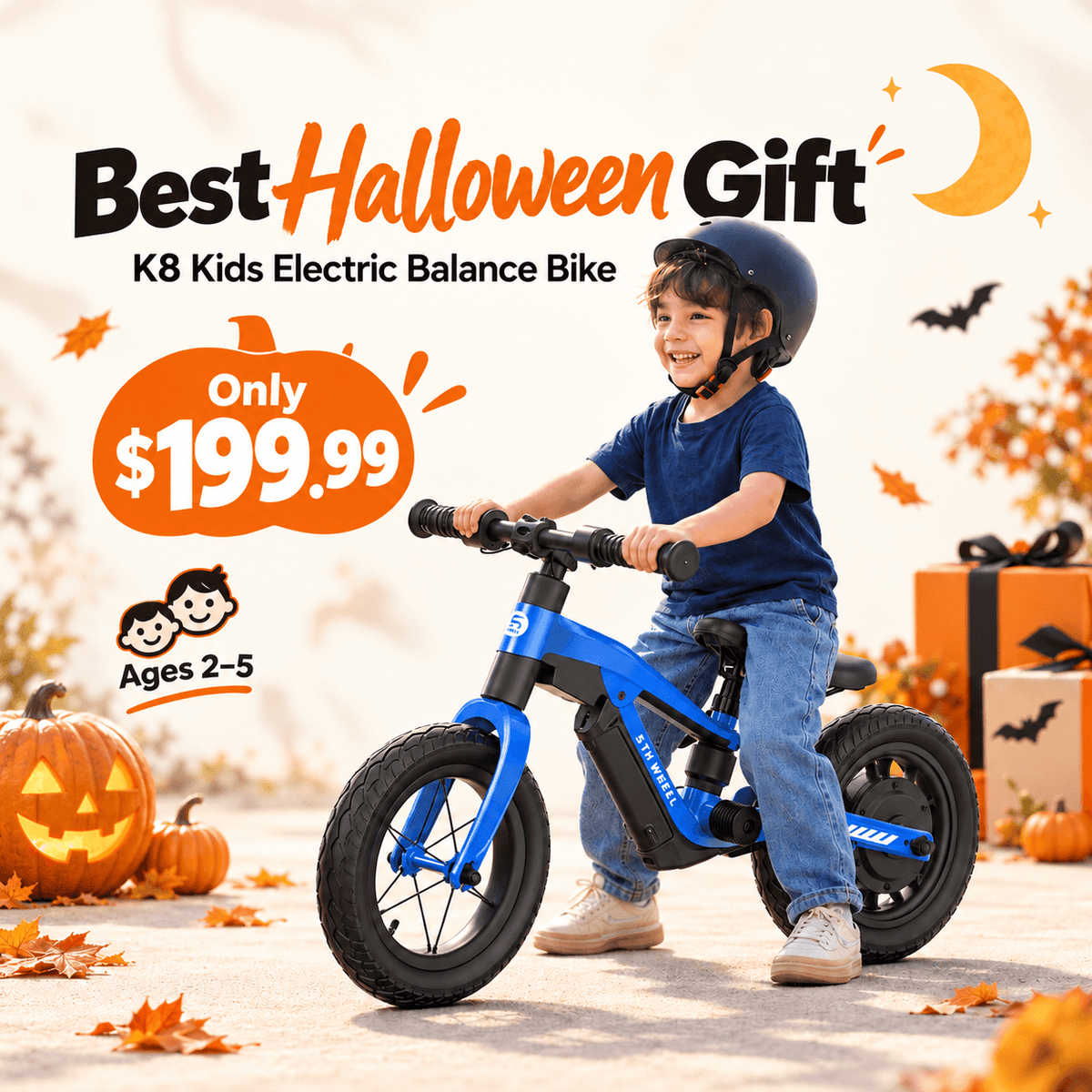 K8 Kids Electric Balance Bike 🎃